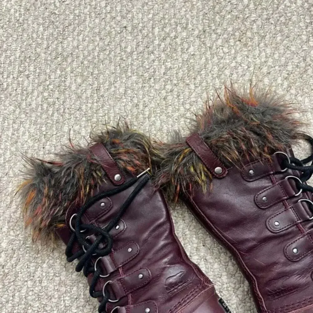 Sorel Joan of Arctic Faux Fur Waterproof Snow Boots in Red  Wood